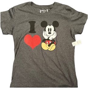 Women’s XL I love Mickey gray T-shirt.  NWT.  Purchased at Disney World.